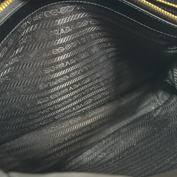 PRADA Tessuto Tote Bag Nylon with Gold Triangle Large Logo Plate Shoulder Bag - Picture 15 of 16